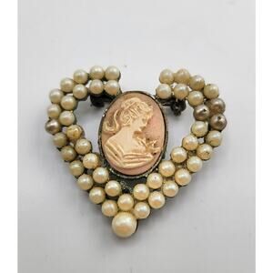 Vintage Faux Pearl Brooch Mid Century Few Replaced Pearls - Hard to Find